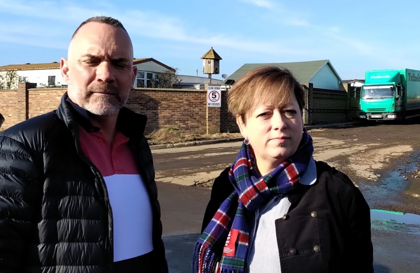 Jackie with Cllr Andrew Jefferies at Buckles Lane