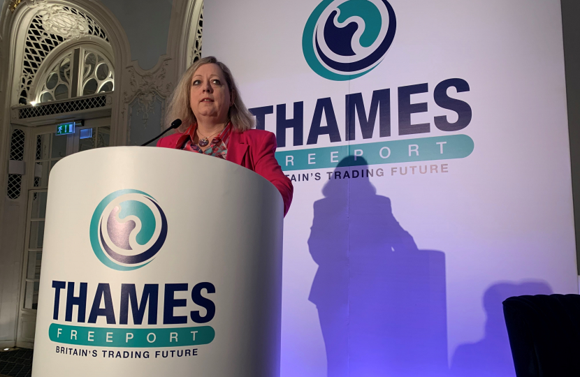 Jackie speaking at Thames Freeport