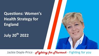 Questions: Women's Health Strategy For England - 20th July 2022 ...